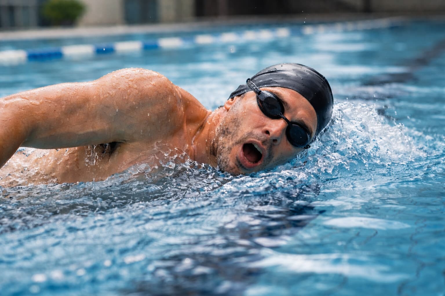 Nadador em ação